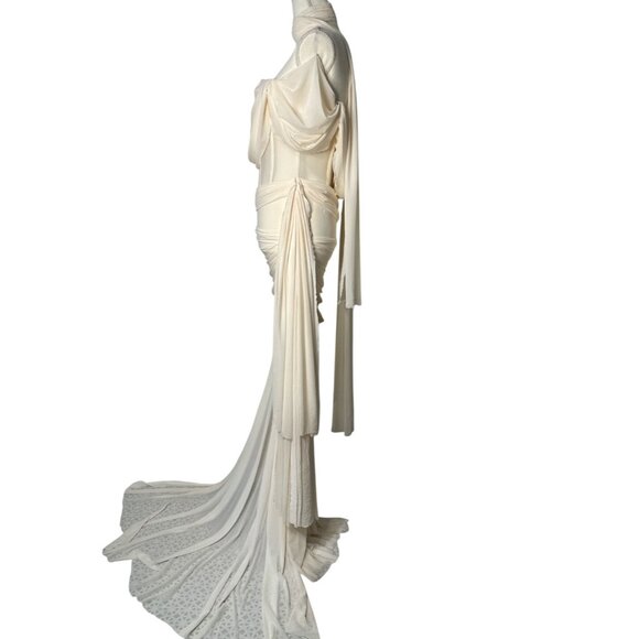 Deme by Gabriella Marianna Dress in Off White Small New Womens Scarf Mini - Picture 8 of 15